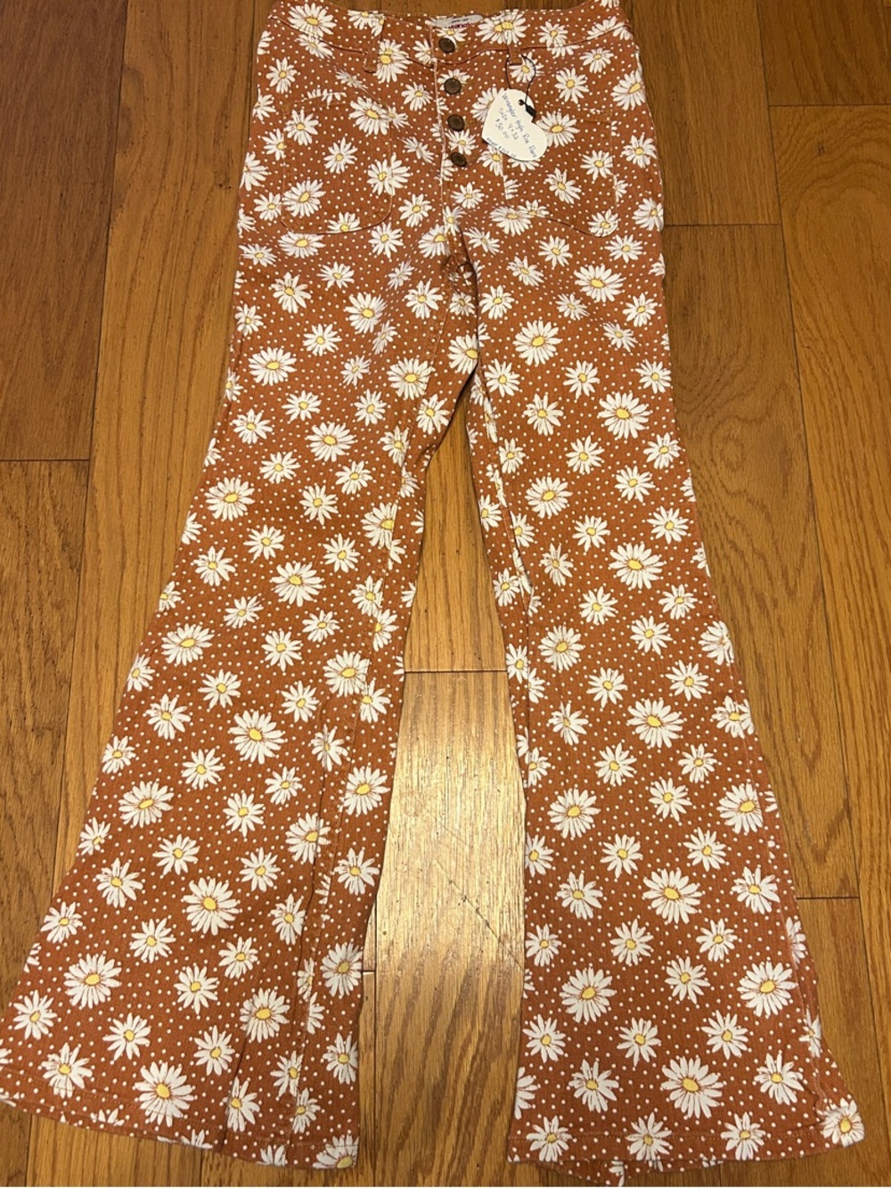 Wrangler Rust Floral Daisy Button-Front Pants